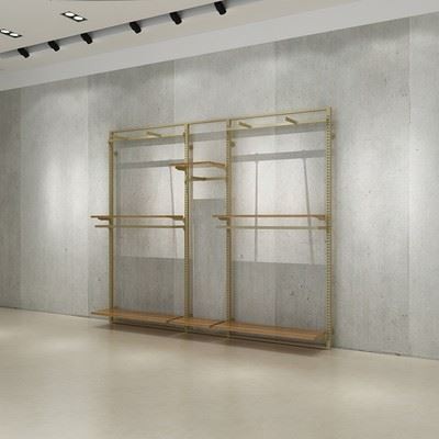 Brass Metal Gold Men Clothing Display Racks Furniture Cloth Store Display Stand Rack